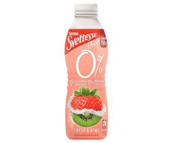 Yogur líquido desnatado (0% materia grasas) sin azúcares añadidos y con fresas y kiwi SVELTESSE Duo 0% 750 g. Yogur líquido desnatado (0% materia grasas) sin azúcares añadidos y con fresas y kiwi SVELTESSE Duo 0% 750 g.
