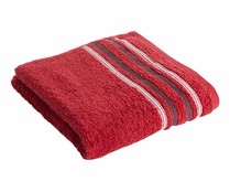 Toalla de lavabo 100% algodón color rojo con cenefa pespunte, 360g/m² ACTUEL.