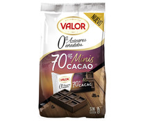Chocolatina de chocolate 70% cacao sin azúcares añadidos VALOR 144 g.