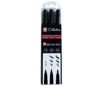 Set de 3 rotuladores con punta pincel para lettering y caligrafía, SAKURA.