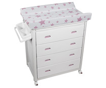 Bañera mueble PLASTIMYR con 4 cajones, bañera y cambiador antivuelco, rosas.