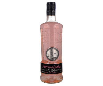 Ginebra española premium con sabor a fresa PUERTO DE INDIAS botella de 70 cl. Ginebra española premium con sabor a fresa PUERTO DE INDIAS botella de 70 cl.