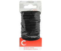 Gomas elásticas de tamaño medio y color negro COSMIA 12 uds.