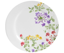 Plato llano redondo de porcelana decorado con flores, 27 cm, modelo Elisa SANTA CLARA.