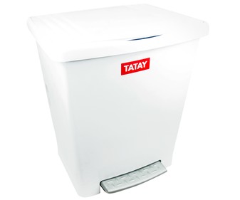 Cubo de basura con pedal capacidad de 23 litros, blanco Millenium PLÁSTICOS TATAY. Cubo de basura con pedal capacidad de 23 litros, blanco Millenium PLÁSTICOS TATAY.