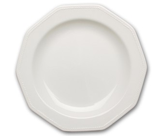 Plato llano octogonal de loza inglesa, 27 centímetros, Artic White CHURCHILL. Plato llano octogonal de loza inglesa, 27 centímetros, Artic White CHURCHILL.