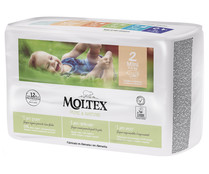 Pañales ecológicos talla 2 para bebés de 3 a 6 kilogramos MOLTEX Pure & nature 36 uds.
