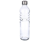 Botella de vidrio con relieve y tapón de rosca metálico, 1,25 litros QUID.