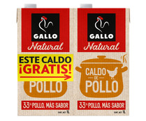 Caldo de pollo GALLO 1L. + 1L. Gratis