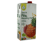Zumo de piña, manzana y uva PRODUCTO ECONÓMICO ALCAMPO brick de 1 l.