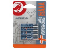 Pack de 4 pilas alcalinas AAA, LR03, 1,5V, PRODUCTO ALCAMPO High Performance.