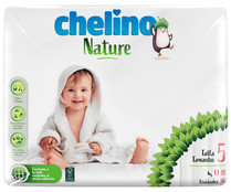Pañales talla 5 para bebés de 13 a 18 kilogramos CHELINO Nature 30 uds.