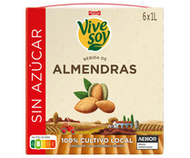 Bebida de almendras sin azúcar, de cultivo 100% local VIVESOY de Pascual 6 x 1 l.
