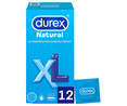 Preservativos lubricados extragrandes para un mayor confort DUREX Natural Xl 12 uds.