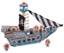Barco pirata de 47cm fabricado en madera FSC ONE TWO FUN ALCAMPO.