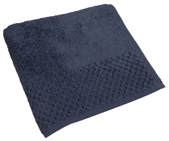 Toalla de lavabo 100% algodón torsión 0, 500g/m² de densidad, color azul marino ACTUEL. Toalla de lavabo 100% algodón torsión 0, 500g/m² de densidad, color azul marino ACTUEL.