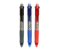 Bolígrafo de tres colores tinta gel borrable, color rojo, azul y negro, PRODUCTO ALCAMPO.