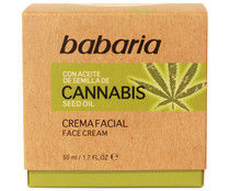 Crema facial con aceite de cannabis y acción nutritiva, especial pieles sensibles BABARIA Cannabis 50 ml.