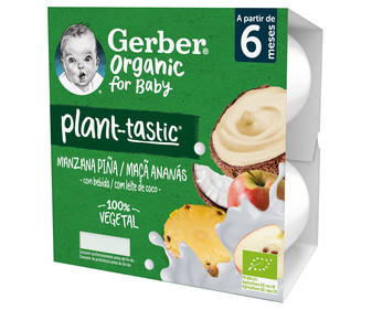 Postre vegetal manzana y piña 4 x 90 g