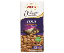 Chocolate con leche y almendras sin azúcares añadidos VALOR tableta de 150 g.