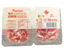 Jamón curado en bodega, cortado en mini taquitos PRODUCTO ALCAMPO 2 x 75 g.