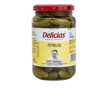 Pepinillos pequeños en vinagre extra DELICIAS frasco de 200 g.
