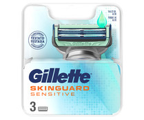 Recambio de cuchillas de 4 hojas para maquinillas de afeitar GILLETTE Skinguard sensitive 3 uds.