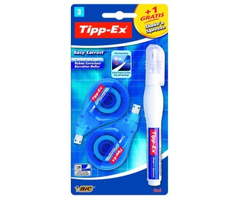 2 cintas correctoras de 12 m y 4.2mm + 1 corrector en formato bolígrafo TIPP-EX Shake´n´squeeze. 2 cintas correctoras de 12 m y 4.2mm + 1 corrector en formato bolígrafo TIPP-EX Shake´n´squeeze.