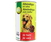 Comida  para perro adulto a base de albóndigas de buey en salsa PRODUCTO ECONÓMICO ALCAMPO 1250 gr