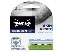 Recambio de cuchillas con 3 hojas para maquinilla de afeitar WILKINSON Hydro comfort skin reset 4 uds.