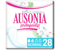 Salvaslips normal super absorbentes, fabricados con algodón 100% orgánico AUSONIA Cotton protection 28 uds.