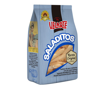 Saladitos (Palitos de pan crujiente con un toque salado) VELARTE 240 g. Saladitos (Palitos de pan crujiente con un toque salado) VELARTE 240 g.