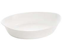 Fuente rectangular de vidrio opal apta para horno, color blanco, 32x20cm., QUID.