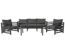 Conjunto de muebles de jardín 5 plazas fabricado en aluminio color gris, 328x180x75cm, Varenna KACTUS REPUBLIC.