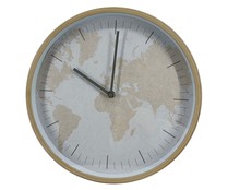 Reloj de pared de cristal, diseño mapamundi, 30 cm, ACTUEL.