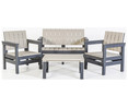 Conjunto de muebles de jardín 4 plazas con sofá, 2 sillones y mesa de resina color gris/beige, Keros KACTUS REPUBLIC.