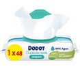 Toallitas húmedas para bebé con fibras 100% de origen vegetal DODOT Cuidado total aqua 48 uds.
