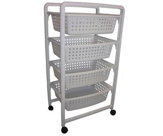 Carrito verdulero multifuncional de plástico color blanco, con 4 cestos extraibles 44x33x88cm. ERCE. Carrito verdulero multifuncional de plástico color blanco, con 4 cestos extraibles 44x33x88cm. ERCE.