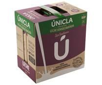 Leche de vaca semidesnatada sin lactosa y de origen 100% gallega ÚNICLA 6 x 1 l.
