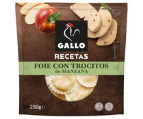 Soles de pasta fresca al huevo rellenos de foie con trocitos de manzana GALLO Recetas 250 g.