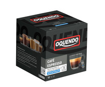 Café espresso de tueste natural descafeinado en cápsulas,intensidad 5 OQUENDO 16 uds.