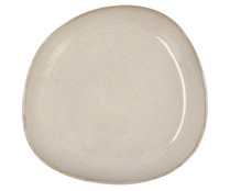 Plato hondo irregular fabricado en gres, 20,5x19,5 cm, color blanco, Ikonik BIDASOA.