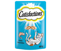 Snacks para gatos adultos y gatitos a base de delicioso salmón CATISFACTIONS 60 g.