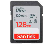 Tarjeta de memoria SANDISK ULTRA, SDXC, capacidad 128GB, alta velocidad, 120MB/S, clase 10.