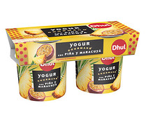 Yogur azucarado con piña y maracuya DHUL Gourmand 2 x150 g.