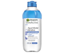 Agua micelar desmaquillante para pieles y ojos muy sensibles GARNIER Skin active 400 ml.