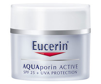 Crema facial hidratante con FPS 25 y protección UVA, especial pieles sensibles EUCERIN Aquaporin active 50 ml.