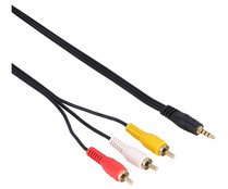 Cable QILIVE de 3 RCA macho a Jack 3,5mm macho, 2 metros, terminales dorados, colo negro.