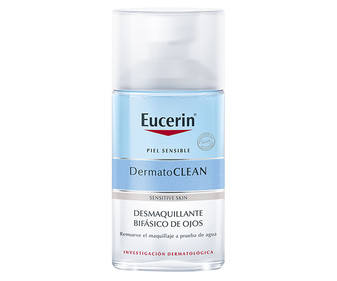 Loción (agua) micelar para la zona de los ojos, especial pieles sensibles EUCERIN Dermato clean 125 ml. 