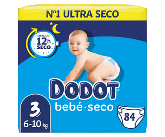 Pañales talla 3, para niños de 6 a 10 kilogramos DODOT Bebé-seco 84 uds. Pañales talla 3, para niños de 6 a 10 kilogramos DODOT Bebé-seco 84 uds.